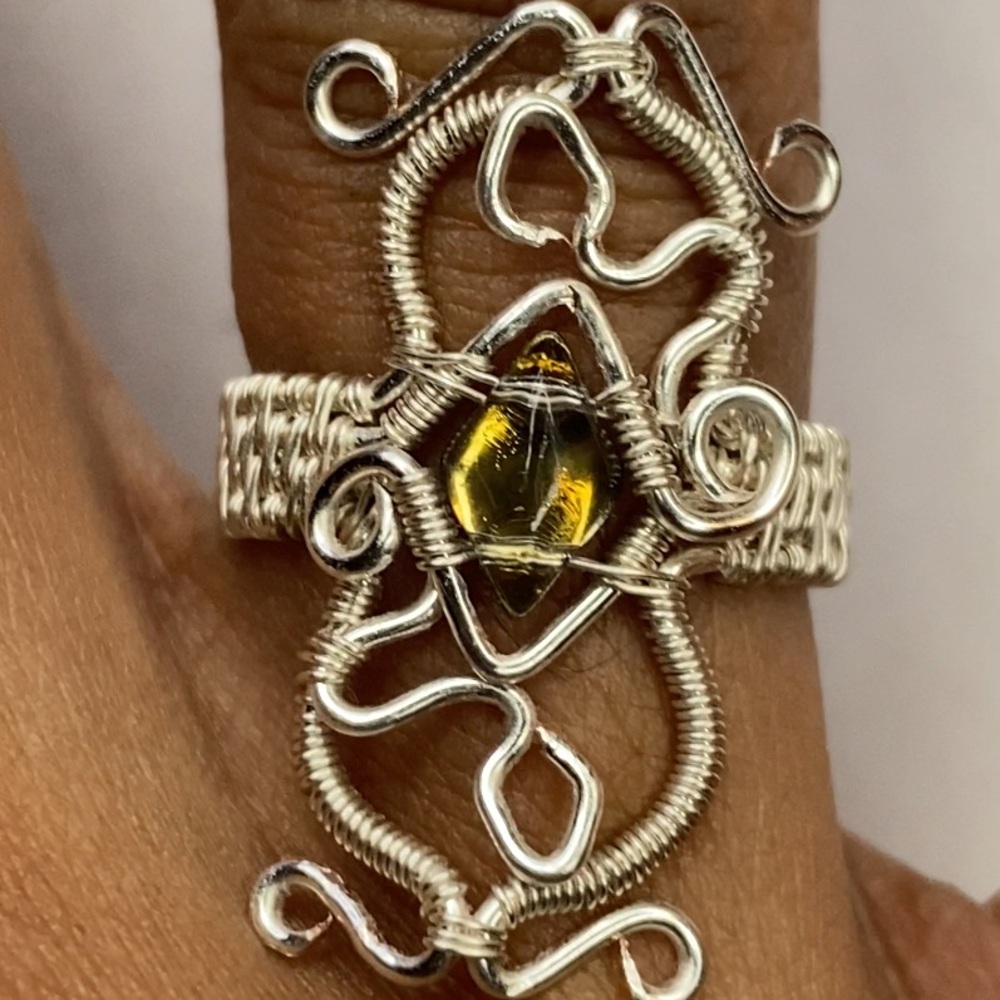 Silver and Gold Artisan Wire Wrapped Ring